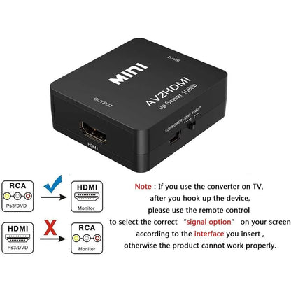 RCA To HDMI Converter with USB Cable 1080P AV To HDMI Adapter AV2HDMI AV/CVSB To HDMI-compatible AV To HDMI Switch HD-MI Adapter Pi-Mart