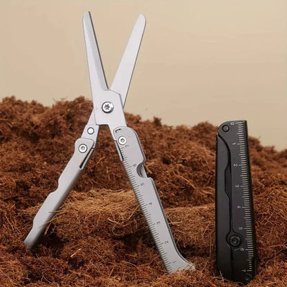 Portable Multifunctional Folding Scissors, Stainless Steel Outdoor Survival Tool for Camping Fishing Hunting Pi-Mart