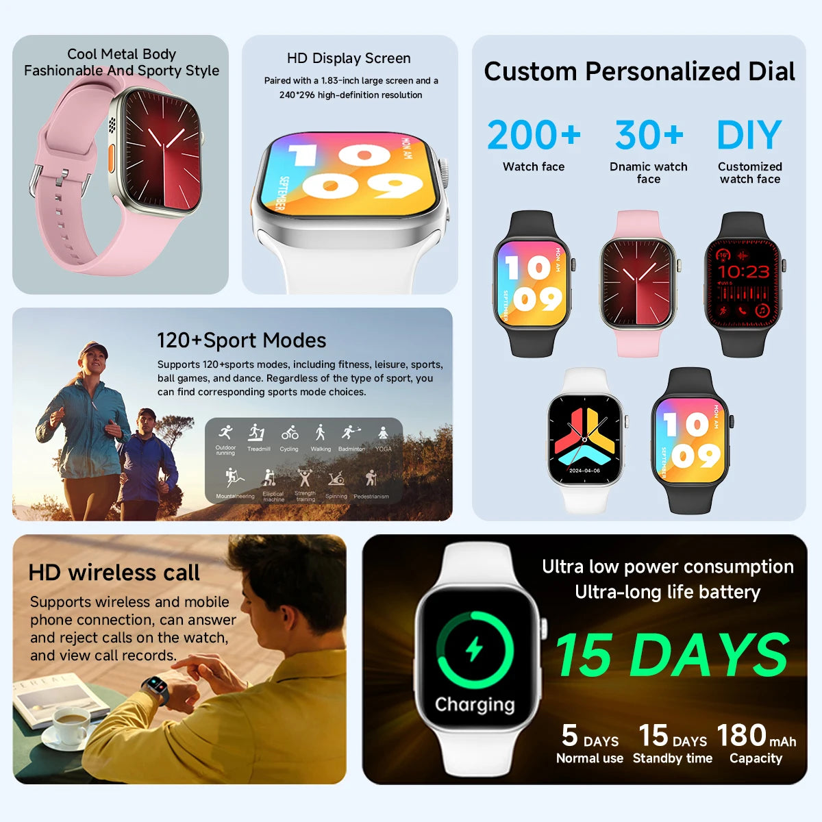 2026 Smart Watch 1.83" HD Screen Bluetooth Call Heart Rate Monitoring 120+ Sports Modes Waterproof for Men Woman Smartwatch Gift NovaCart