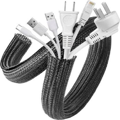 1M 3M 5M Braided Cable Sleeve PET Nylon Wrapping Cable Casing Cable Sleeves Wire for Desk PC TV Wire Protector Cable Wrap Cover Pi-Mart