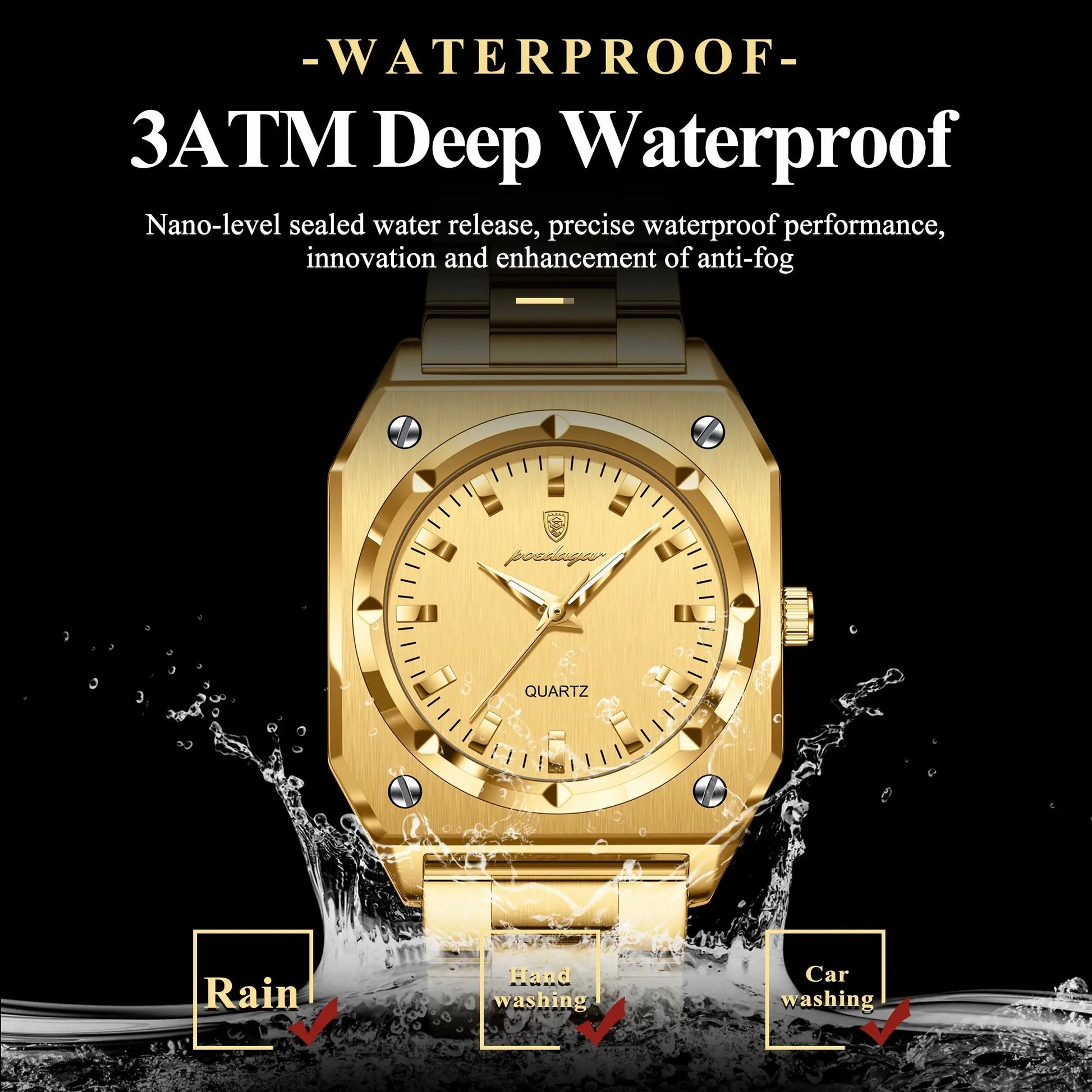 POEDAGAR Luxury Elegant Square Ladies Watch Waterproof Luminous Watch for Woman Stainless Steel Quartz Women's Watches Reloj+box NovaCart