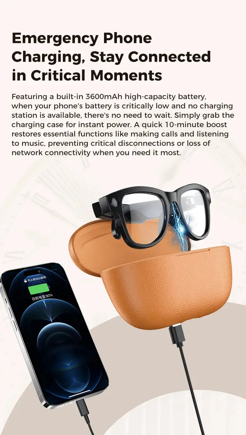 2026 New 32G Memory 800W 4K Camera Smart Glasses Men Photos&Videos 3600mAh Power Bank 120+Languages Translation AI Glasses Women NovaCart