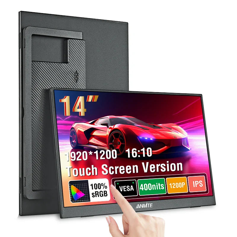 14 Inch Portable  Touch Monitor Non-touch optional 16:10 400cd/m2 Gaming Computer Expand Display For XBox PS4/5 Switch Loptop Pi-Mart
