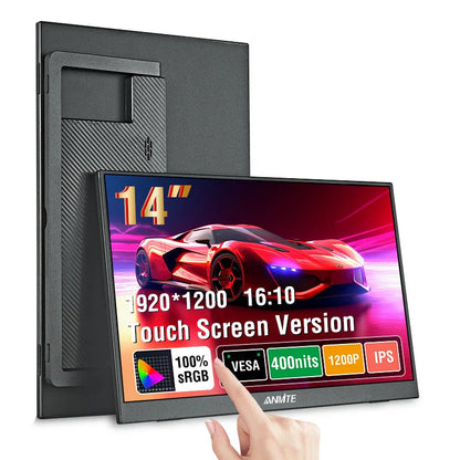 14 Inch Portable  Touch Monitor Non-touch optional 16:10 400cd/m2 Gaming Computer Expand Display For XBox PS4/5 Switch Loptop Pi-Mart