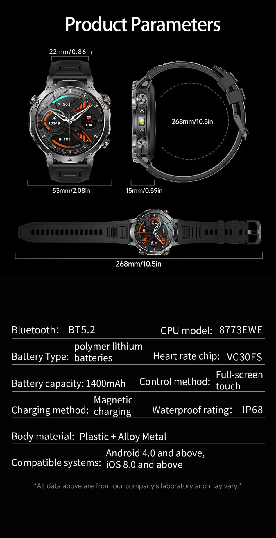 2026 New GPS Smart Watch For Men 1400mAh Battery Outdoor Sports Compass Watches Bluetooth Call IP68 Waterproof Smartwatch gift NovaCart