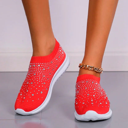 2024 New Crystal Breathable Mesh Sneaker Shoes for Women Comfortable Soft Bottom Flats Plus Size 43 Non Slip Casual Shoes Woman NovaCart