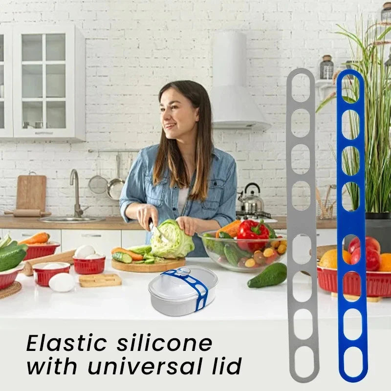 Reusable Lid Strap Silicone Elastic Band Universal Pot Lid Holder for Lunch Box Strap Elastic Band Outdoor Tableware Tool Pi-Mart