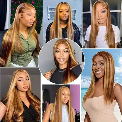 Highlight Wigs Colored Straight Lace Front Human Hair Wigs For Women Honey Blonde Straight 13x4 Hd Lace Frontal Wigs Human Hair NovaCart