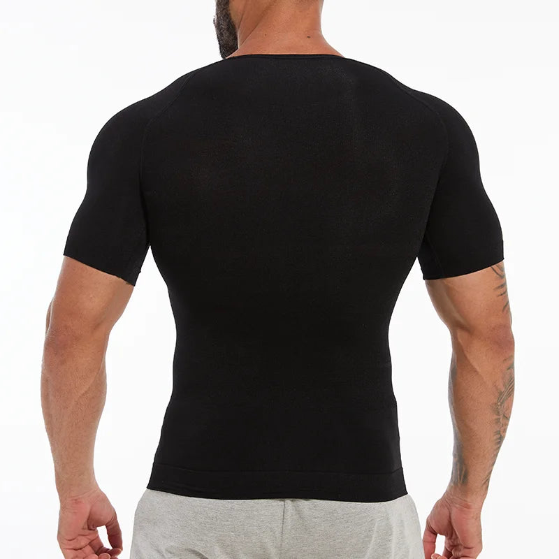 Men's Body Shaper Slimming Shirt Tummy Control Vest Compression Base Layer Slim Muscle Short Sleeve Shapewear NovaCart