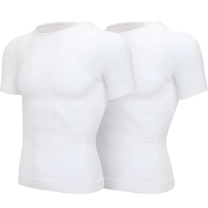 2PCS Men's Body Shaper Slimming Vest T-Shirt Elastic Slim Shapewear Compression Undershirts Tummy Control Waist Trainer Tank Top NovaCart