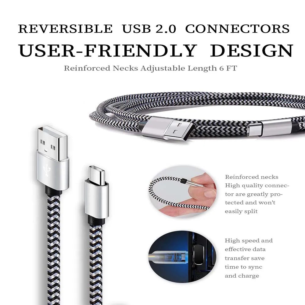 USB Type C Cable 2.4A Fast Charging Battery Charger Wire Woven Nylon Data Cable Mobile Phone Charger For Huawei Samsung USB C Pi-Mart