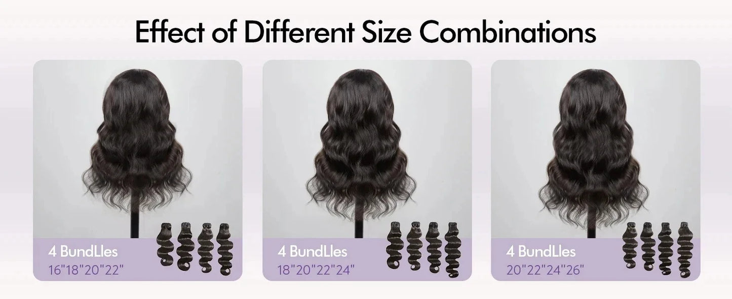 42 Inch Body Wave Bundles Human Hair Natural Black Brazilian Virgin Hair Weave 12A 100% Unprocessed Real Human Hair Extensisons NovaCart