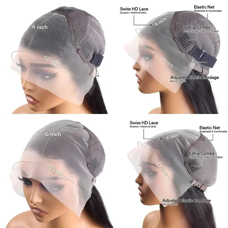 13x6 Glueless 250 Density Brazilian Deep Wave Curly HD Lace Frontal 100% Human Hair Wig For Women Preplucked Best Hair Water Wig NovaCart