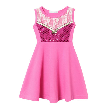 Children's Casual Dress for Girls Mermaid Rapunzel Dress One-Shoulder Sling Short Sleeve Princess Costume Summer Casual Vest NovaCart