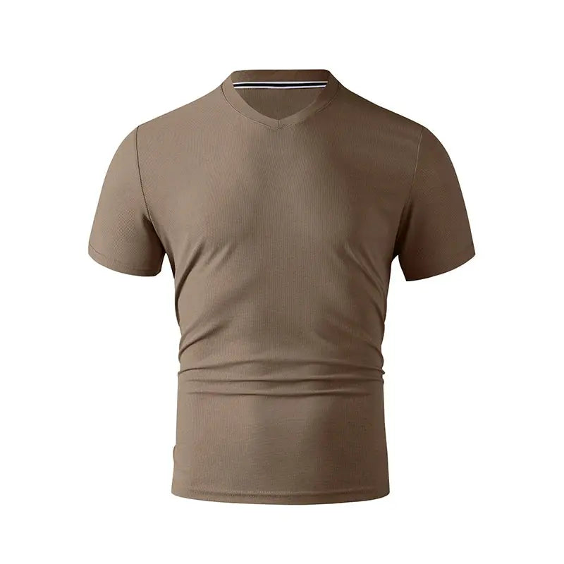 2025 New Men's Casual Fashion Simple V-neck Short Sleeved T-shirt Summer Comfortable Breathable Versatile Top NovaCart