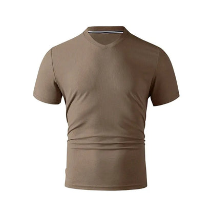 2025 New Men's Casual Fashion Simple V-neck Short Sleeved T-shirt Summer Comfortable Breathable Versatile Top NovaCart