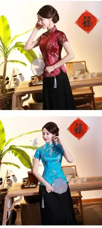 Elegant Ethnic Style Streetwear Cheongsam Qipao Tees Fashion Clothes Tshirts Vintage Shirts for Women Y2k Tops Women Clothing NovaCart
