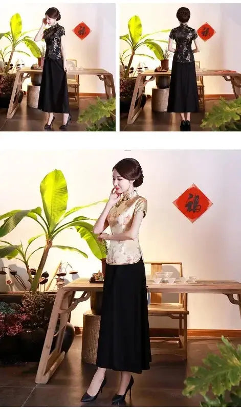 Elegant Ethnic Style Streetwear Cheongsam Qipao Tees Fashion Clothes Tshirts Vintage Shirts for Women Y2k Tops Women Clothing NovaCart