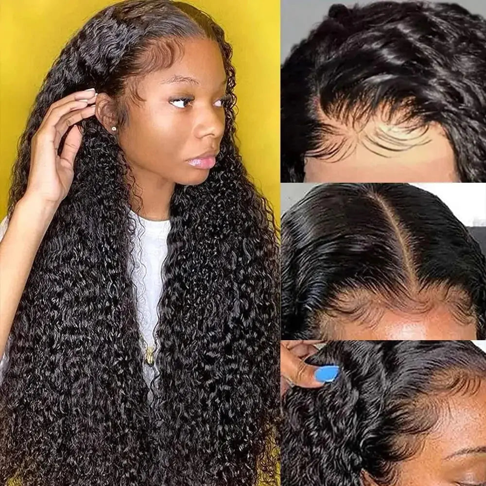 13x6 Glueless 250 Density Brazilian Deep Wave Curly HD Lace Frontal 100% Human Hair Wig For Women Preplucked Best Hair Water Wig NovaCart