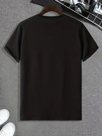 Men's summer 100% pure cotton fashionable casual sports loose trend balance letter print round neck short sleeved T-shirt top NovaCart