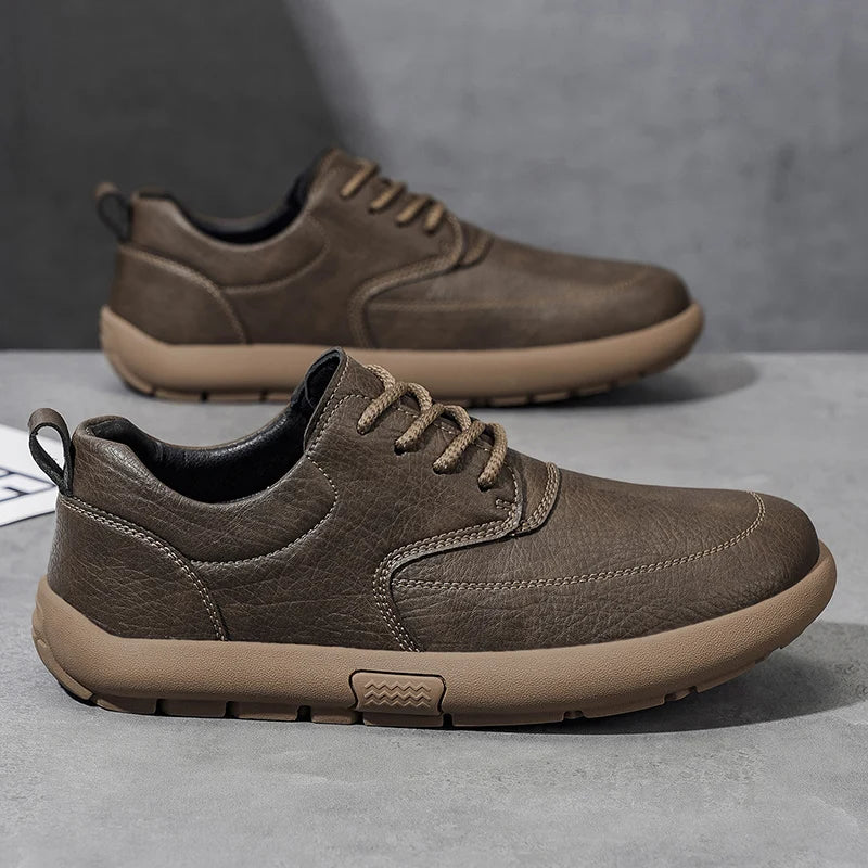 Shoes for Men Male Sneakers Leather Shoes Round Toe Apring and Autumn Wear-resistant Return To The Ancients Loafers All-match NovaCart