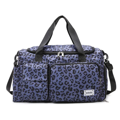 Classic Leopard Print Large Capacity Leisure Luggage Bag with Multiple Pockets and Shoe Compartment Sports Fitness Travel Bag NovaCart