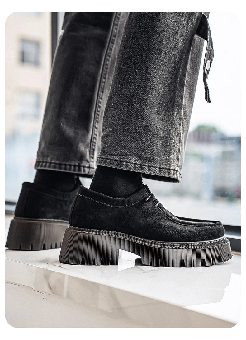 Men's Shoes 2025 Autumn New Style High-heel Thick-soled Loafers, Durable and Retro Casual Shoes, Everyday Street Trend Sneakers NovaCart