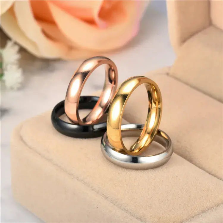 Simple 4mm 6mm Titanium Ring Women Men Prevent Allergy High Polished Wedding Rings Stainless Steel Couple Finger Jewelry Gifts NovaCart