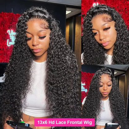 13x6 Glueless 250 Density Brazilian Deep Wave Curly HD Lace Frontal 100% Human Hair Wig For Women Preplucked Best Hair Water Wig NovaCart