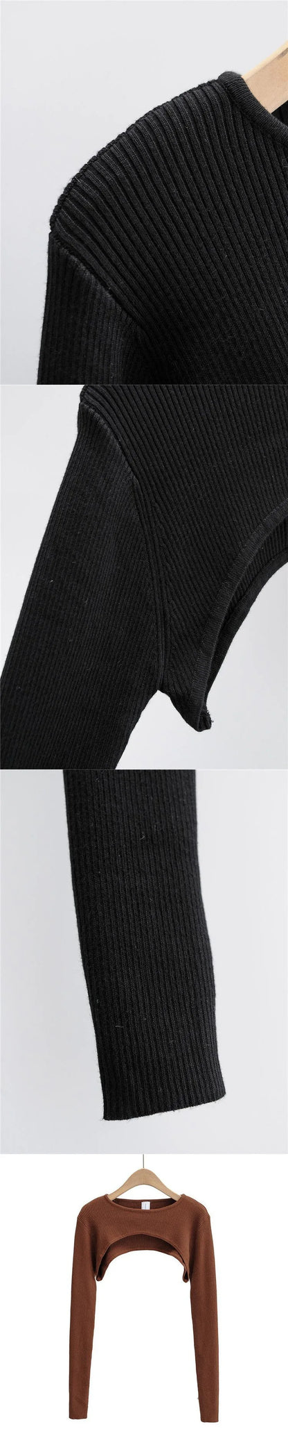 T-shirts Women Long Sleeve Crop Top Spring Autumn Y2k Aesthetic Clothes O-neck Black White Sexy Harajuku Knitted Tshirt 2023 NovaCart