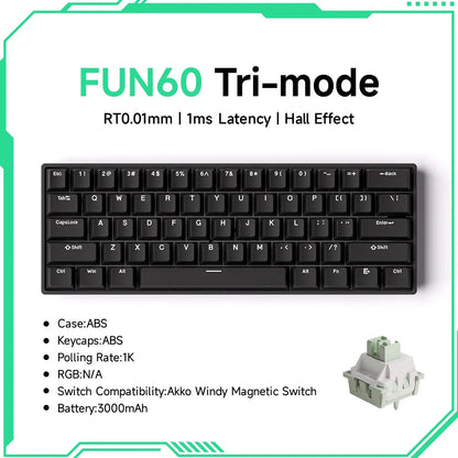 Akko MonsGeek FUN60 Mechanical Keyboard Magnetic Switch 60% Gaming Keyboards Rapid Trigger 0.01mm 8K ARGB HE/TMR Custom Keyboard Pi-Mart
