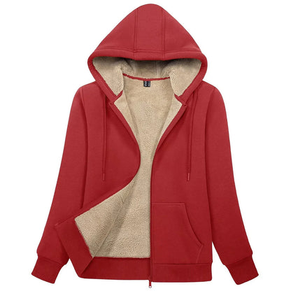 Sherpa-Lined Fleece Zip-Up Hoodie Jacket Women FitiqueFit