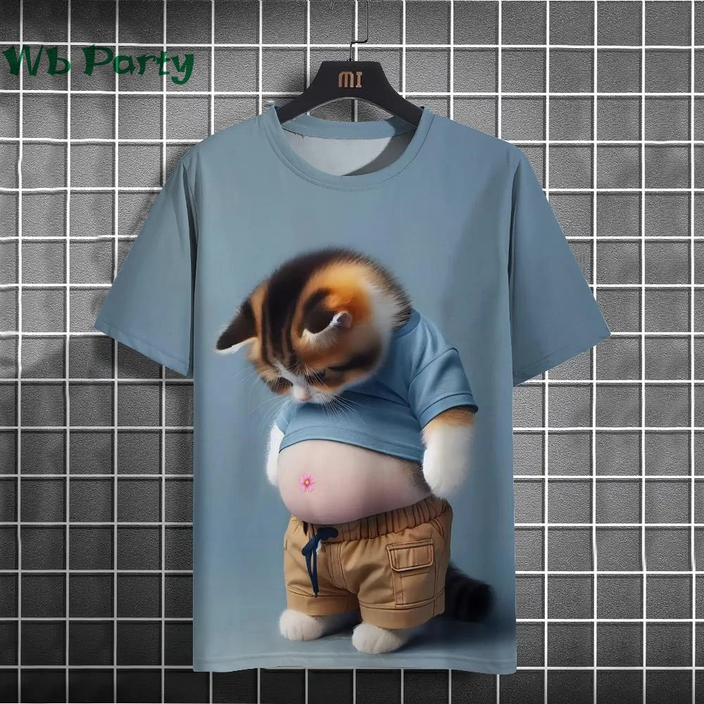 Cat Print shirts - Y2K Graphic T-Shirt FitiqueFit