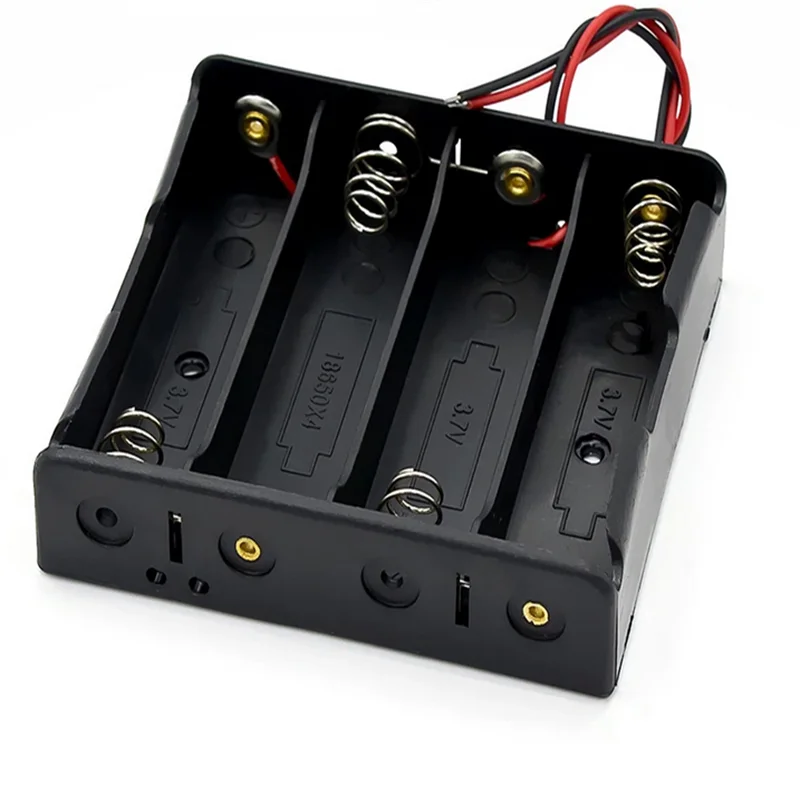 Black Plastic Battery Storage Case DIY Holder 1X 2X 3X 4X 18650 Battery Box with Wire Lead Pin for Electronics 18650 Battery Con Pi-Mart