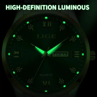 2025 LIGE Men Business Watches Top Brand Luxury Man Wristwatch Waterproof Luminous Date Week Quartz Men's Watch High Quality+Box NovaCart
