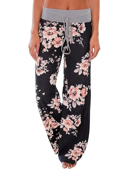 Plus Size Wide-Leg Drawstring Lounge Pants Casual Comfort FitiqueFit