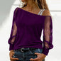 Woman Tshirts Long Sleeve Solid Colour Sexy Off Shoulder Tops Casual Streetwear T-shirt