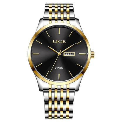 2025 LIGE Men Business Watches Top Brand Luxury Man Wristwatch Waterproof Luminous Date Week Quartz Men's Watch High Quality+Box NovaCart