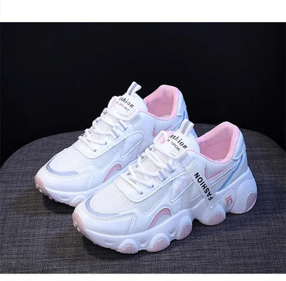 CINESSD 2023 Trendy Mesh Platform Sneakers Leather Shoes Breathable Casual Sports Shoes Women Flats NovaCart