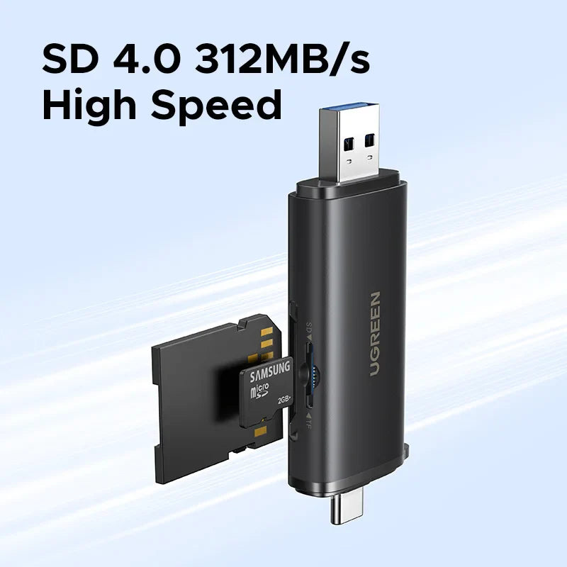 UGREEN SD4.0 Card Reader 312MB/s USB-C/USB-A USB Memory Card Reader for SD Micro SD UHS-II for Laptop iPhone Samsung iPad PC Pi-Mart