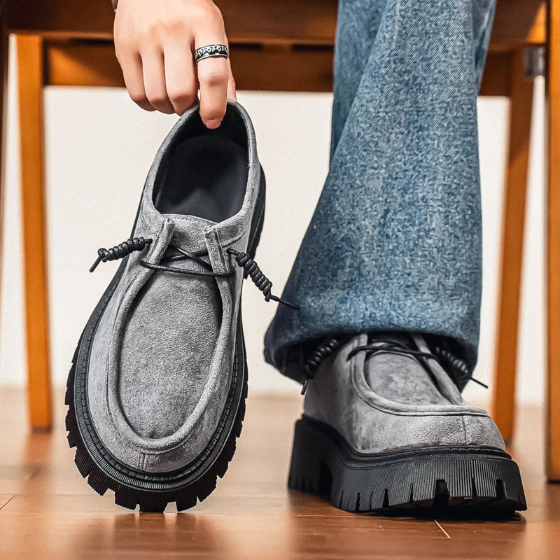 Men's Shoes 2025 Autumn New Style High-heel Thick-soled Loafers, Durable and Retro Casual Shoes, Everyday Street Trend Sneakers NovaCart