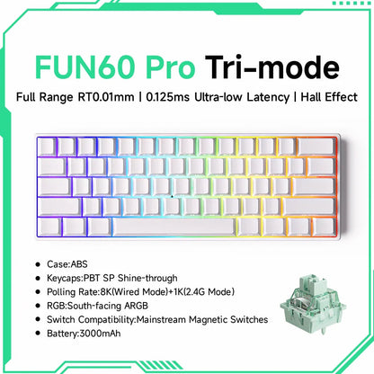 Akko MonsGeek FUN60 Mechanical Keyboard Magnetic Switch 60% Gaming Keyboards Rapid Trigger 0.01mm 8K ARGB HE/TMR Custom Keyboard Pi-Mart