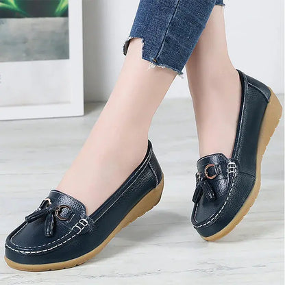 Women's Loafers White Shoes For Woman Genuine Leather Flats And Loafers Slip On Comfortable Woman Shoes Leather Women Moccasins NovaCart