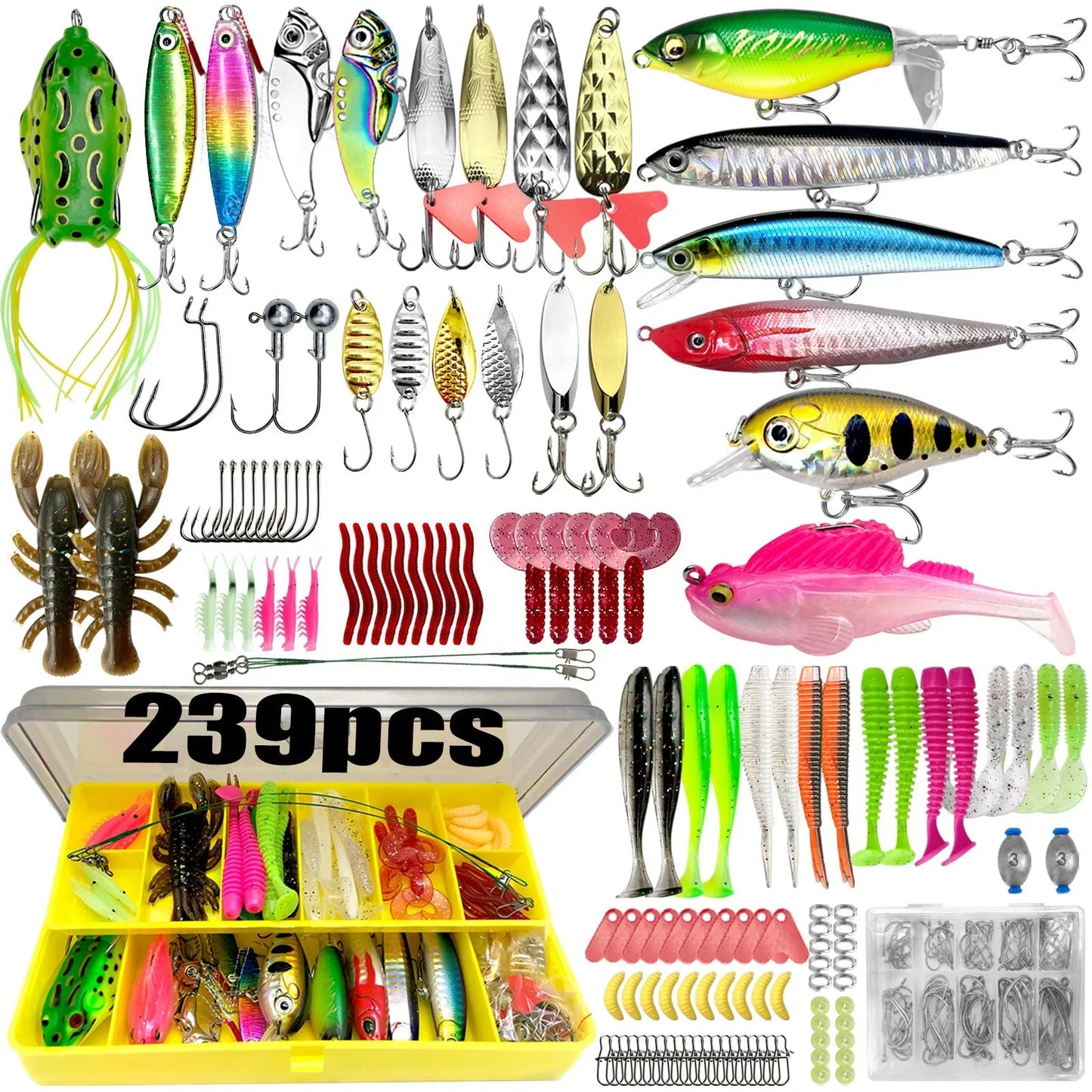 Fishing 83/133/193/239/409pcs Fishing Lure Kit For Trout/Pike/Bass Multi-Lure Fishing Set Layered Tackle Pro Gear Tackle Box Pi-Mart