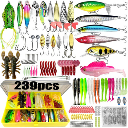 Fishing 83/133/193/239/409pcs Fishing Lure Kit For Trout/Pike/Bass Multi-Lure Fishing Set Layered Tackle Pro Gear Tackle Box Pi-Mart