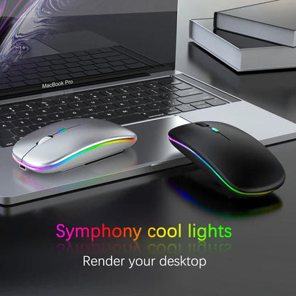Rechargeable Bluetooth Wireless Mouse with 2.4GHz USB RGB 1600DPI Mouse for Computer Laptop Tablet PC Macbook Gaming Mouse Gamer Pi-Mart