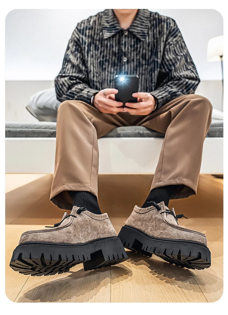 Men's Shoes 2025 Autumn New Style High-heel Thick-soled Loafers, Durable and Retro Casual Shoes, Everyday Street Trend Sneakers NovaCart