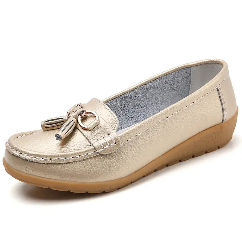 Women's Loafers White Shoes For Woman Genuine Leather Flats And Loafers Slip On Comfortable Woman Shoes Leather Women Moccasins NovaCart