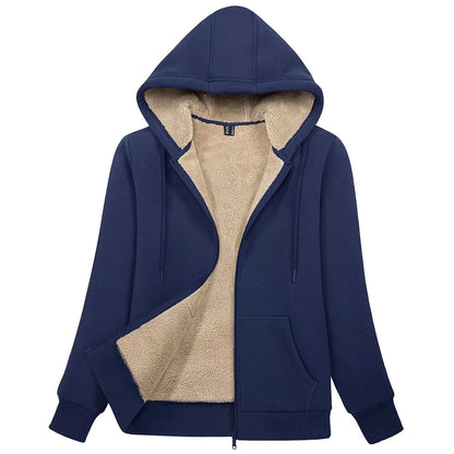 Sherpa-Lined Fleece Zip-Up Hoodie Jacket Women FitiqueFit
