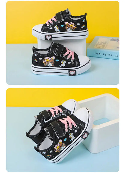 Children's  New Spring Canvas Shoes Cartoon Graffiti Children's Casual Shoes for Girls Comfort Fashion Kids Flat Tennis Sneakers NovaCart